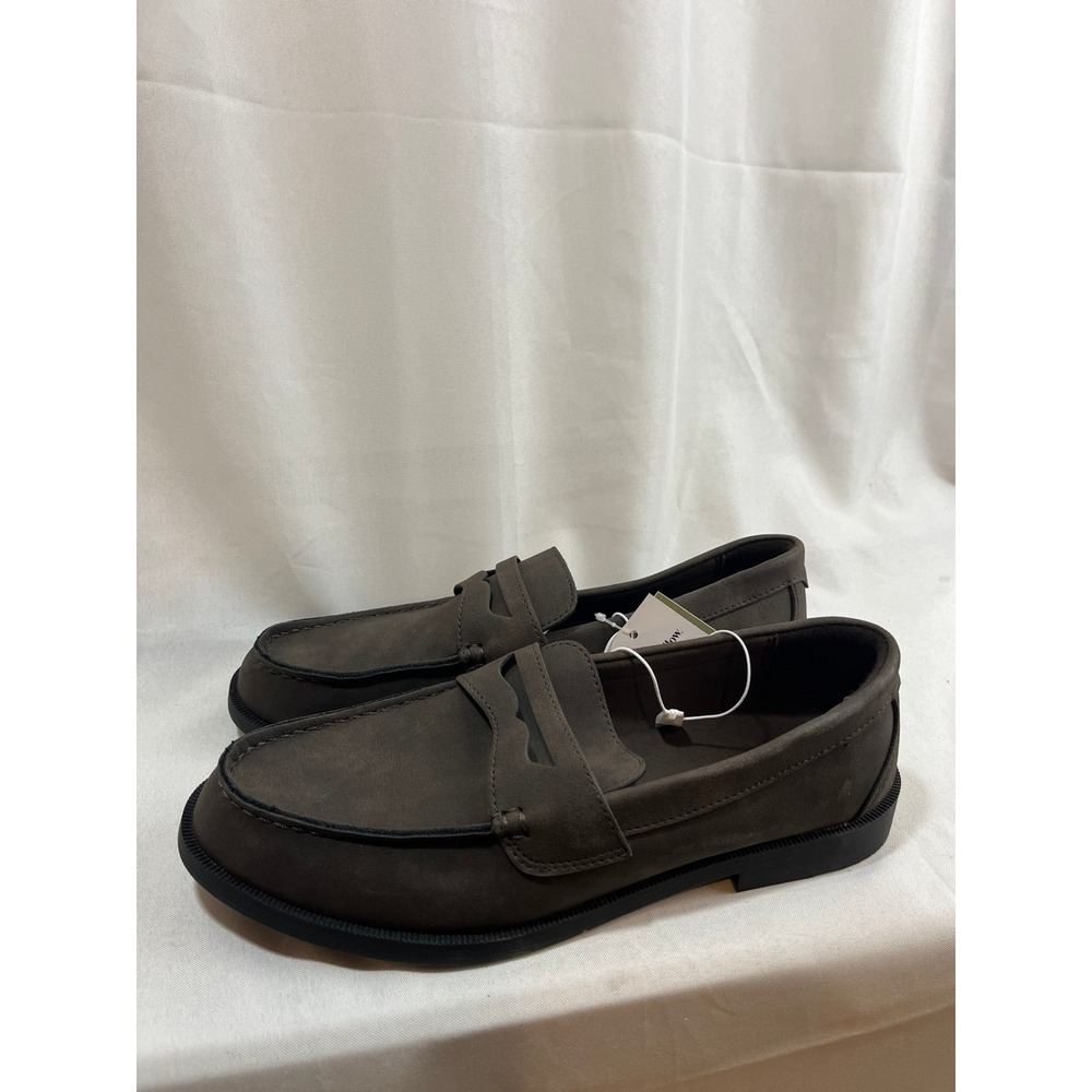Goodfellow & Co Mens Penny Loafers Dark Brown Faux Suede Slip On Shoes 10.5
